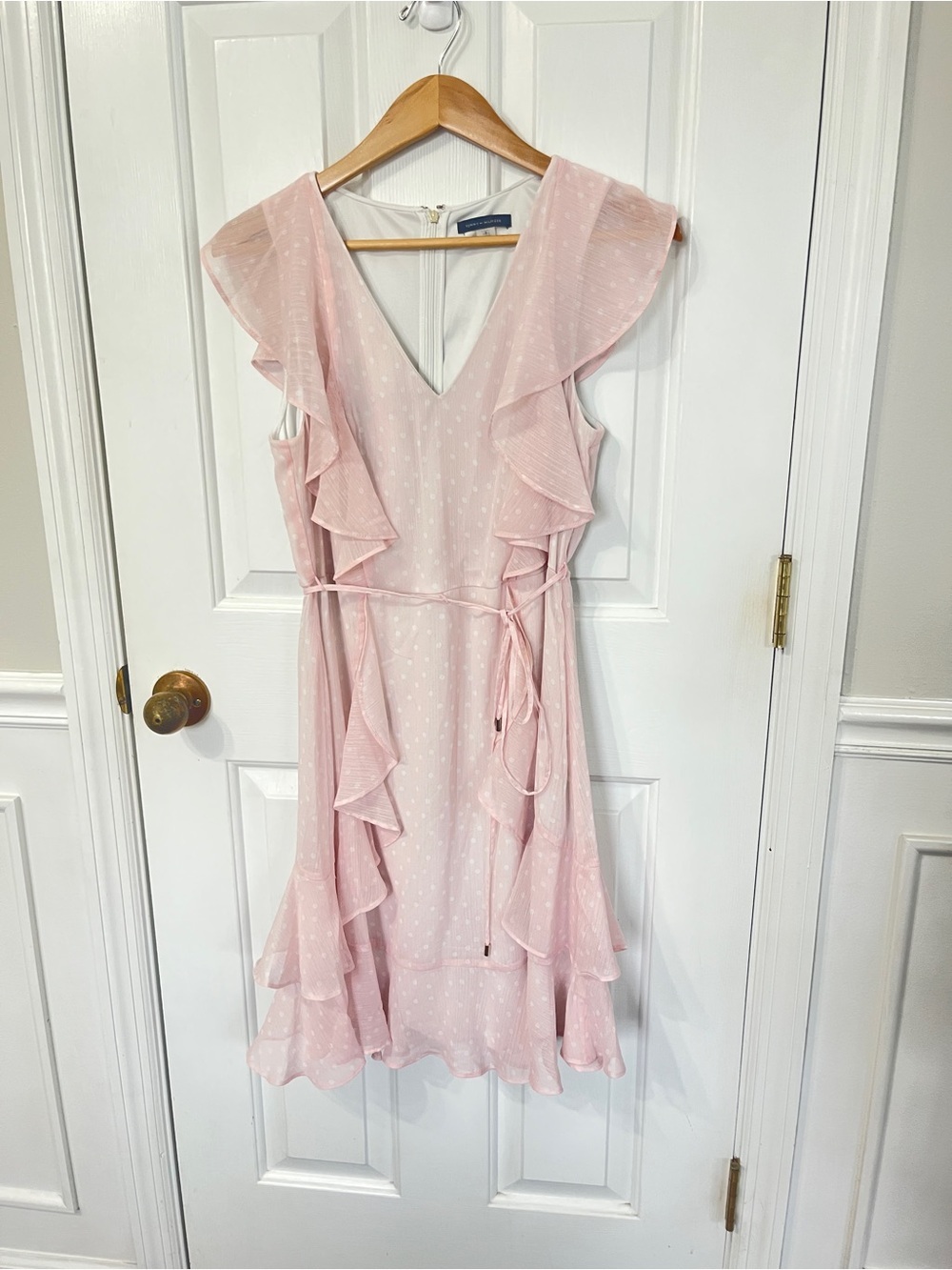 Tommy Hilfiger Medium Mini Dress Pale Pink & White Ruffles Feminine